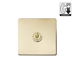 Brushed Brass 1 Gang Dimming Toggle Switch
