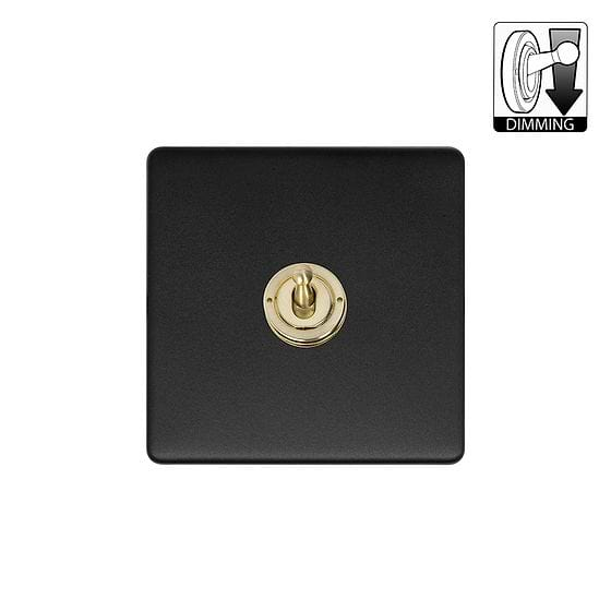 Soho Lighting Lighting Matt Black & Brushed Brass 1 Gang Dimming Toggle Switch