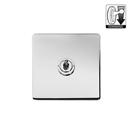 Polished Chrome 1 Gang Dimming Toggle Switch
