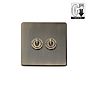 Antique Brass 2 Gang Dimming Toggle Switch
