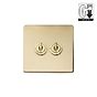 Brushed Brass 2 Gang Dimming Toggle Switch
