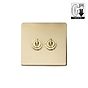 Soho Lighting Brushed Brass 2 Gang Dimming Toggle Switch