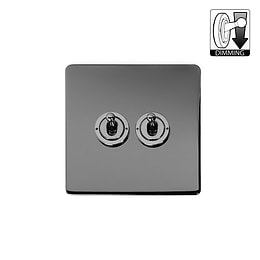 Black Nickel 2 Gang Dimming Toggle Switch
