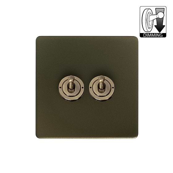 Bronze 2 Gang Dimming Toggle Switch
