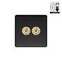 Matt Black and Brass 2 Gang Dimming Toggle Switch
