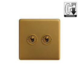 Antique Gold 2 Gang Dimming Toggle Switch
