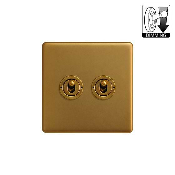 Antique Gold 2 Gang Dimming Toggle Switch
