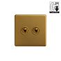 Antique Gold 2 Gang Dimming Toggle Switch
