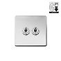 Polished Chrome 2 Gang Dimming Toggle Switch
