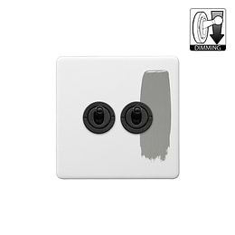 Soho Lighting Primed Paintable 2 Gang Dimming Toggle Switch with Matt Black Switch
