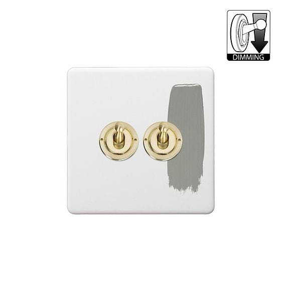 Soho Lighting Primed Paintable 2 Gang Dimming Toggle Switch with Brushed Brass Switch