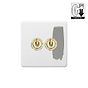 Soho Lighting Primed Paintable 2 Gang Dimming Toggle Switch with Brushed Brass Switch