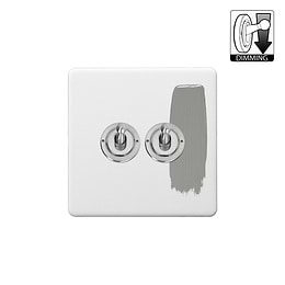 Soho Lighting Primed Paintable 2 Gang Dimming Toggle Switch with Brushed Chrome Switch