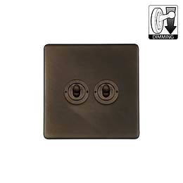 Vintage Brass 2 Gang Dimming Toggle Switch