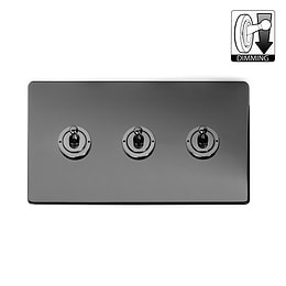Black Nickel 3 Gang Dimming Toggle Switch
