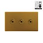 Antique Gold 3 Gang Dimming Toggle Switch
