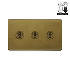 Old Brass 3 Gang Dimming Toggle Switch
