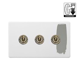 Soho Lighting Primed Paintable 3 Gang Dimming Toggle Switch with Antique Brass Switch