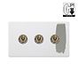 Soho Lighting Primed Paintable 3 Gang Dimming Toggle Switch with Antique Brass Switch