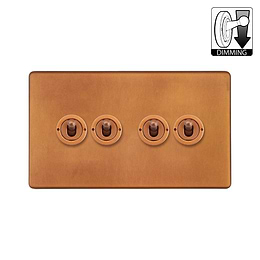 Antique Copper 4 Gang Dimming Toggle Switch