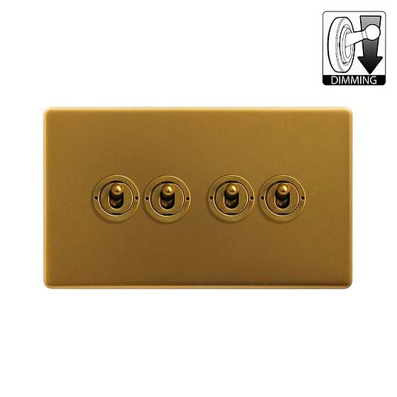 Antique Gold 4 Gang Dimming Toggle Switch
