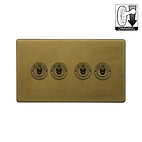Old Brass 4 Gang Dimming Toggle Switch

