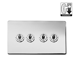 Polished Chrome 4 Gang Dimming Toggle Switch