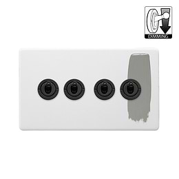 Soho Lighting Primed Paintable 4 Gang Dimming Toggle Switch with Matt Black Switch