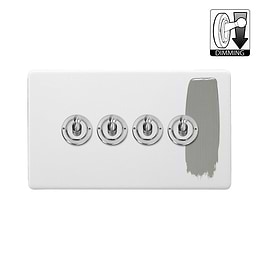Soho Lighting Primed Paintable 4 Gang Dimming Toggle Switch with Brushed Chrome Switch