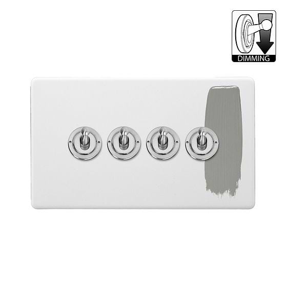 Soho Lighting Primed Paintable 4 Gang Dimming Toggle Switch with Brushed Chrome Switch