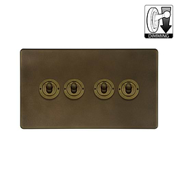 Vintage Brass 4 Gang Dimming Toggle Switch
