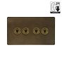 Vintage Brass 4 Gang Dimming Toggle Switch
