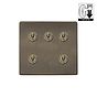 Antique Brass 5 Gang Dimming Toggle Switch
