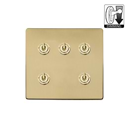 Soho Lighting Brushed Brass 5 Gang Dimming Toggle Switch