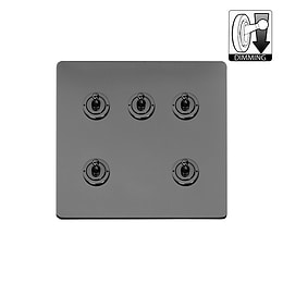 Black Nickel 5 Gang Dimming Toggle Switch
