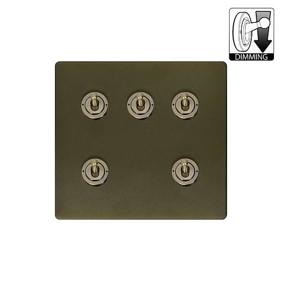 Bronze 5 Gang Dimming Toggle Switch
