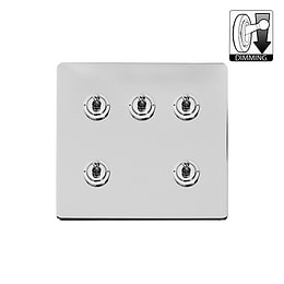 Polished Chrome 5 Gang Dimming Toggle Switch