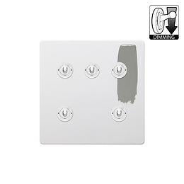 Soho Lighting Primed Paintable 5 Gang Dimming Toggle Switch with White Switch