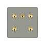 Soho Lighting Primed Paintable 5 Gang Dimming Toggle Switch with Brushed Brass Switch