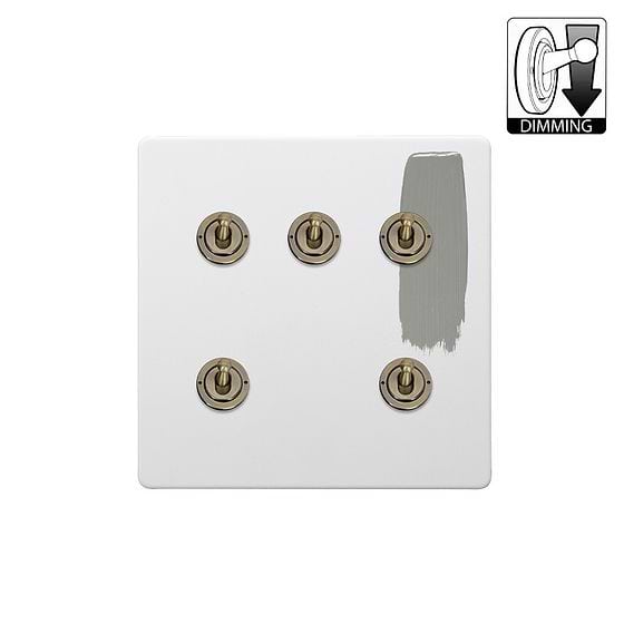 Soho Lighting Primed Paintable 5 Gang Dimming Toggle Switch with Antique Brass Switch