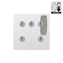 Soho Lighting Primed Paintable 5 Gang Dimming Toggle Switch with Brushed Chrome Switch