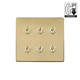 Soho Lighting Brushed Brass 6 Gang Dimming Toggle Switch