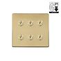 Brushed Brass 6 Gang Dimming Toggle Switch
