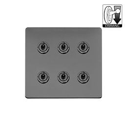 Black Nickel 6 Gang Dimming Toggle Switch

