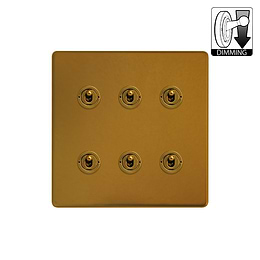 Antique Gold 6 Gang Dimming Toggle Switch
