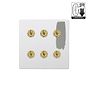 Soho Lighting Primed Paintable 6 Gang Dimming Toggle Switch with Brushed Brass Switch