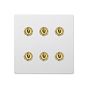 Soho Lighting Primed Paintable 6 Gang Dimming Toggle Switch with Brushed Brass Switch