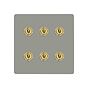 Soho Lighting Primed Paintable 6 Gang Dimming Toggle Switch with Brushed Brass Switch