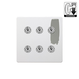 Soho Lighting Primed Paintable 6 Gang Dimming Toggle Switch with Brushed Chrome Switch