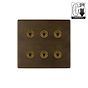 Vintage Brass 6 Gang Dimming Toggle Switch
